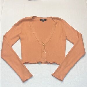 Lulus Coral Ribbed Crop Cardigan